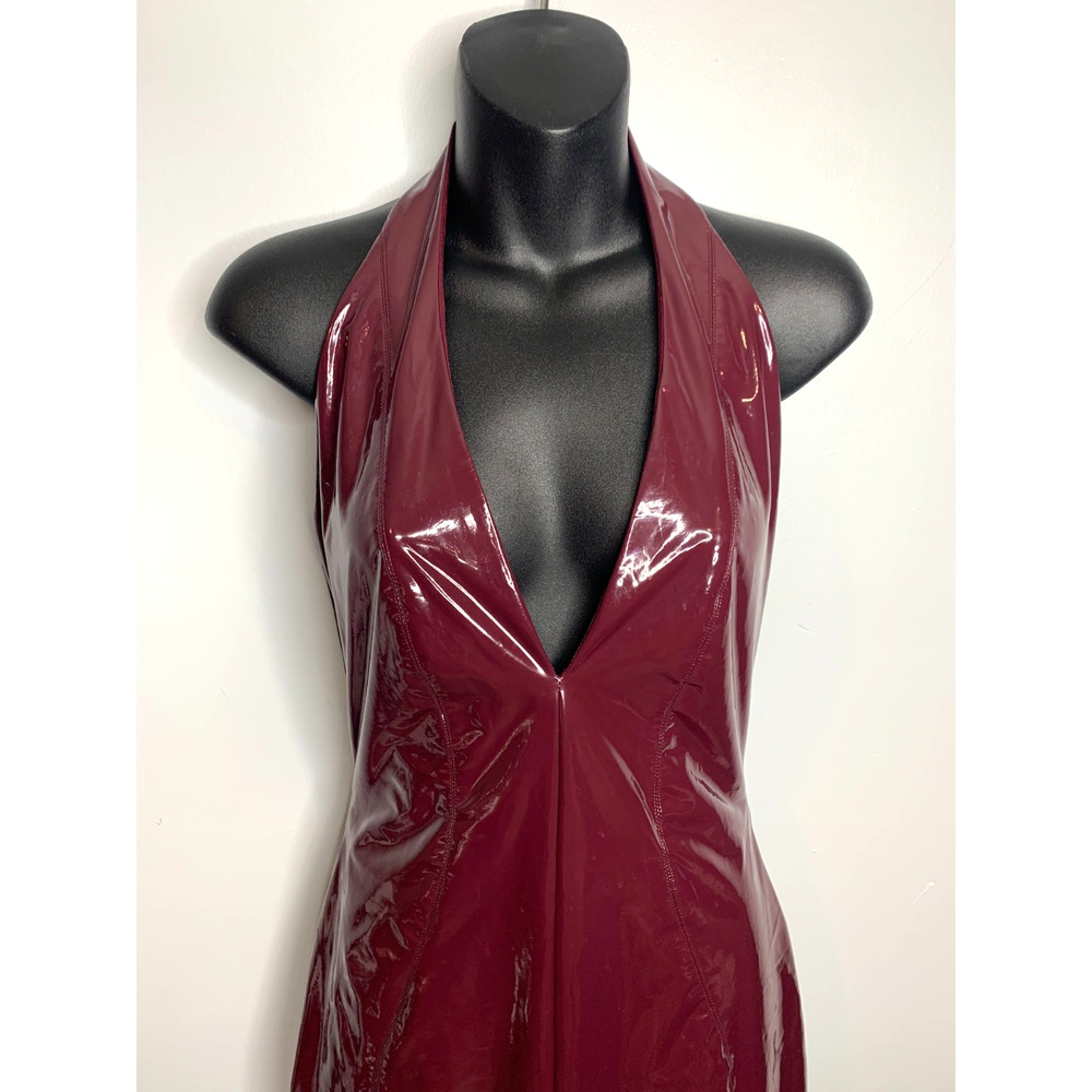 BabyBoo Women's Small Maroon Polyurethane Halter Dress Zip Back - Picture 2 of 10